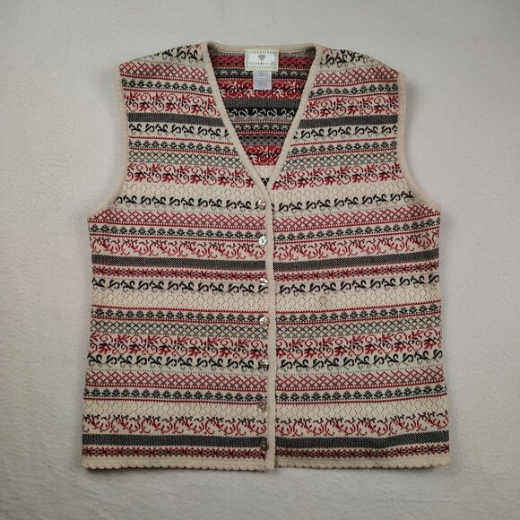 Susan Bristol Sweaters - VTG 90's Susan Bristol Sweater Vest Womens Large Cream Fair Isle Nordic